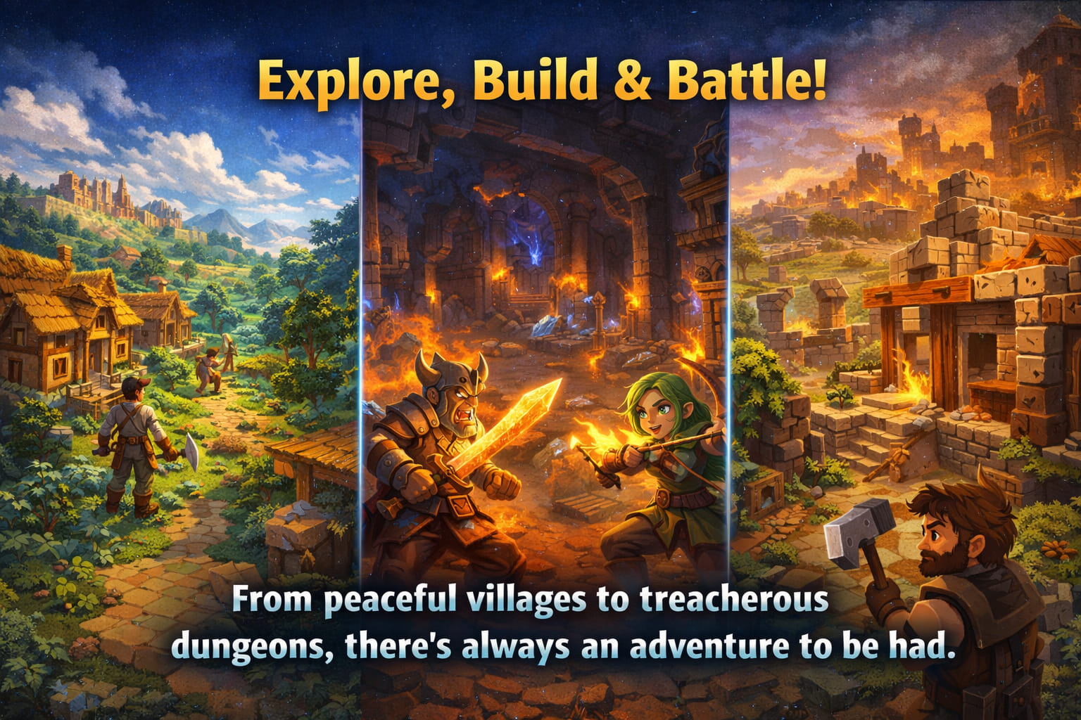 Hytale gameplay explore build battle sandbox combat